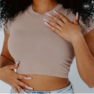 Klassy Network Beige Crop Top